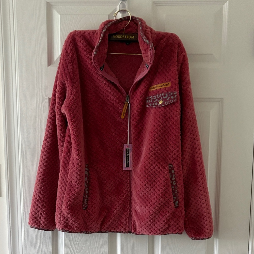 Simply Southern Women's Textured Pink Teddy Jacket